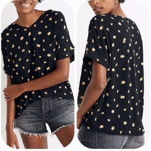 Madewell V-neck Button-Back French Daisies Blouse